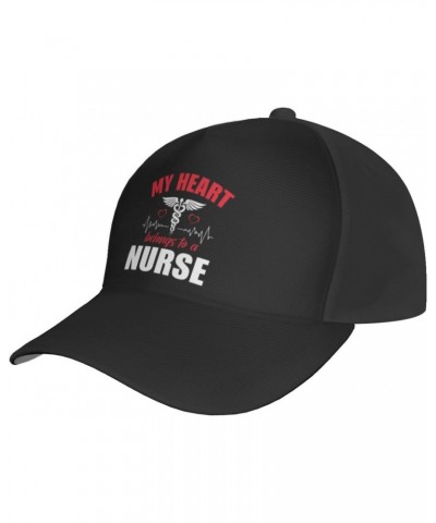 My Heart Belongs to A Nurse Baseball Cap Men's and Women's Baseball Hat Adjustable Casual Outdoor Breathable Caps Truck Drive...