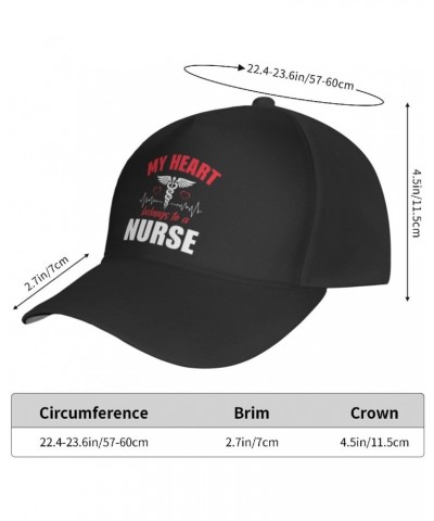 My Heart Belongs to A Nurse Baseball Cap Men's and Women's Baseball Hat Adjustable Casual Outdoor Breathable Caps Truck Drive...