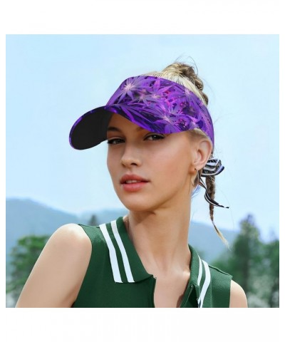 Purple Weed Sun Visor Hats for Women Men Adjustable Sunscreen Visor Cap Golf Visors Summer Empty Top Cap Hat Outdoor Black $1...