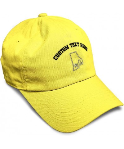 Soft Baseball Cap Rhode Island State Map Ri Embroidery Names Cotton Dad Hats for Men & Women Yellow Personalized Text Here $1...