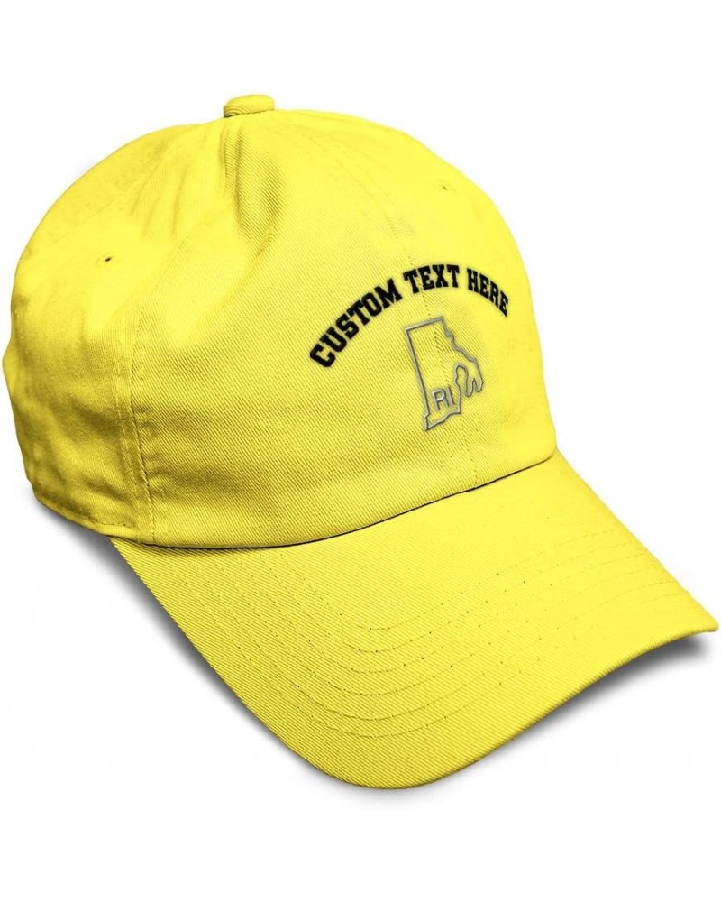 Soft Baseball Cap Rhode Island State Map Ri Embroidery Names Cotton Dad Hats for Men & Women Yellow Personalized Text Here $1...