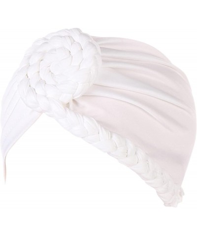 Beanie Hat for Women Men Women Braid Turban Hats Hat Cap Hair Bonnet Head Scarf Wrap Cover White $7.19 Skullies & Beanies