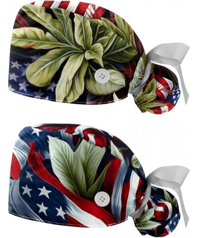 American Flag Flower Adjustable Working Cap with Sweatband Suitable for Men and Women Color 7 $10.77 Skullies & Beanies