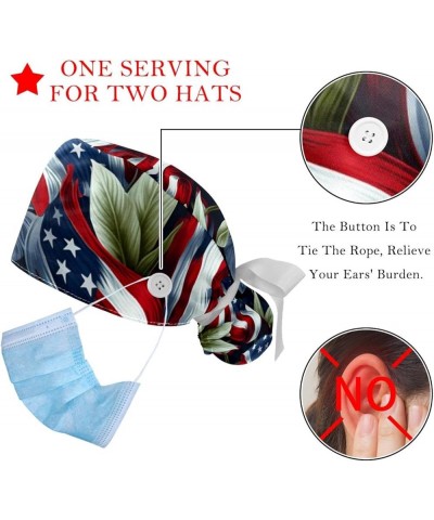 American Flag Flower Adjustable Working Cap with Sweatband Suitable for Men and Women Color 7 $10.77 Skullies & Beanies