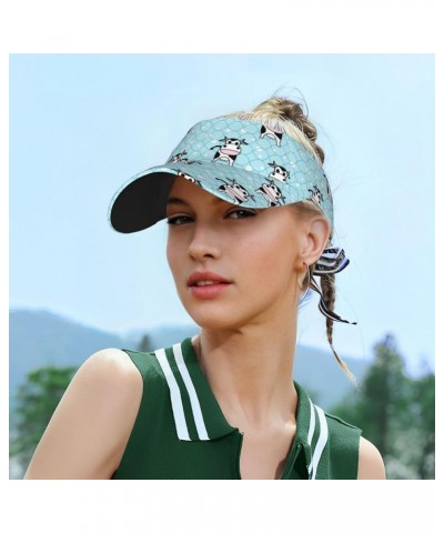 Scottish Highland Cow Sport Sun Visor Hats Adjustable Empty Top Baseball Cap Outdoor Ball Caps for Women and Men Cute Cows an...