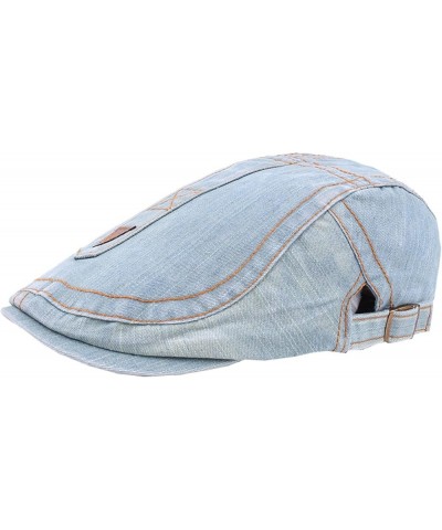 Mens Newsboy Gatsby Cap Casual British Style Denim Painter Hat with Visor Adjustable Hunting Beret Hats Light Blue-526 $16.41...