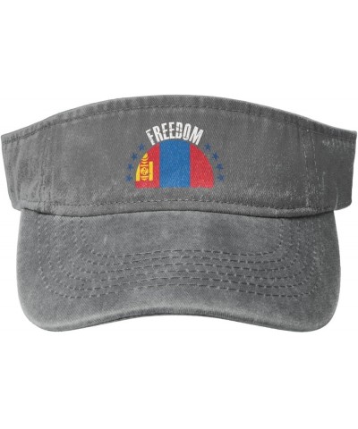 The Mongolia Flag and Freedom Sun Visor Hats for Women Men Sun Hat Cotton Golf Hat Vintage Baseball Cap Gray $10.10 Visors