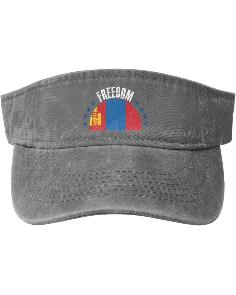 The Mongolia Flag and Freedom Sun Visor Hats for Women Men Sun Hat Cotton Golf Hat Vintage Baseball Cap Gray $10.10 Visors