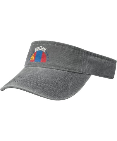 The Mongolia Flag and Freedom Sun Visor Hats for Women Men Sun Hat Cotton Golf Hat Vintage Baseball Cap Gray $10.10 Visors