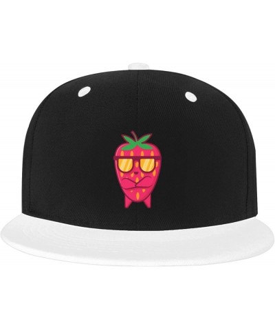 Cool Strawberry Baseball Cap for Men Women Snapback Hat Adjustable Flat Bill Hats White $12.11 Baseball Caps