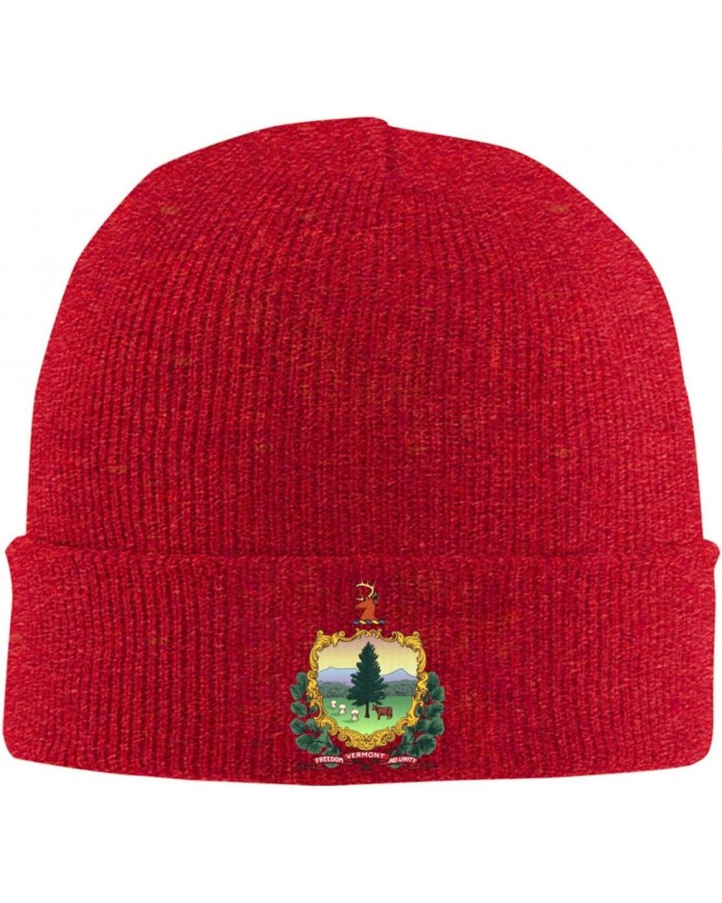 Flag of Vermont Beanie Hat Skull Knit Warm Cap Women Men Soft Stretch for Winter9 Red $11.59 Skullies & Beanies