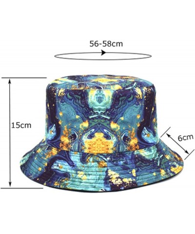 Printed Mens Women Bucket Hats Wide Brim Fisherman Hats Summer Beach Fashion Sun Caps for Garden Travel E $6.40 Bucket Hats