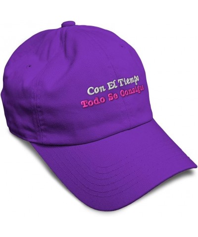 Soft Baseball Cap Con El Tiempo Todo Se Consigue Cotton Dad Hats for Men & Women Purple $12.32 Baseball Caps