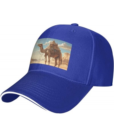 Desert Sand Camel Print Sandwich Baseball Cap, Unisex Baseball Cap, Casual Sandwich Baseball Cap Blue $11.80 Baseball Caps