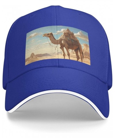 Desert Sand Camel Print Sandwich Baseball Cap, Unisex Baseball Cap, Casual Sandwich Baseball Cap Blue $11.80 Baseball Caps