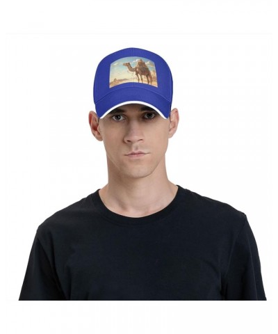 Desert Sand Camel Print Sandwich Baseball Cap, Unisex Baseball Cap, Casual Sandwich Baseball Cap Blue $11.80 Baseball Caps