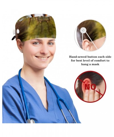 Tie Back Scrub Hat with Hair Scrunchy, 1 Pack, Bouffant Cap with Button and Sweatband, Lovely Animal $10.30 Skullies & Beanies