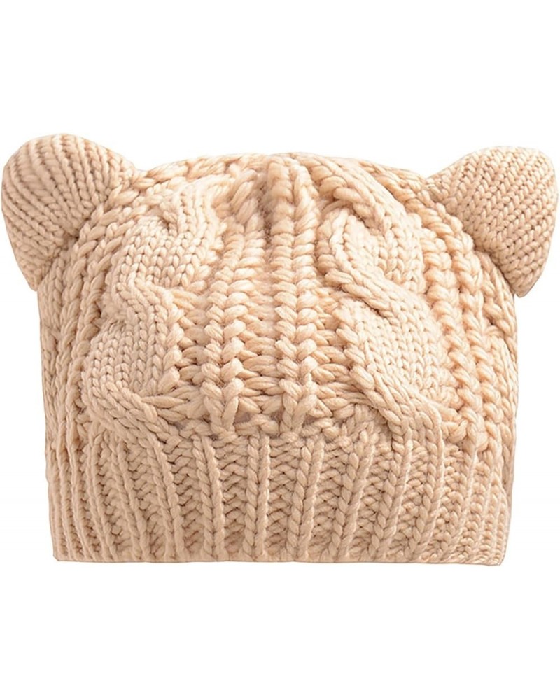 Women Men Winter Cap Men's and Women's Solid Color Casual Fashion Autumn and Winter Warm Woolen Knitted Xmas Beige-2 $10.37 S...