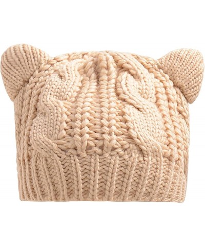 Women Men Winter Cap Men's and Women's Solid Color Casual Fashion Autumn and Winter Warm Woolen Knitted Xmas Beige-2 $10.37 S...