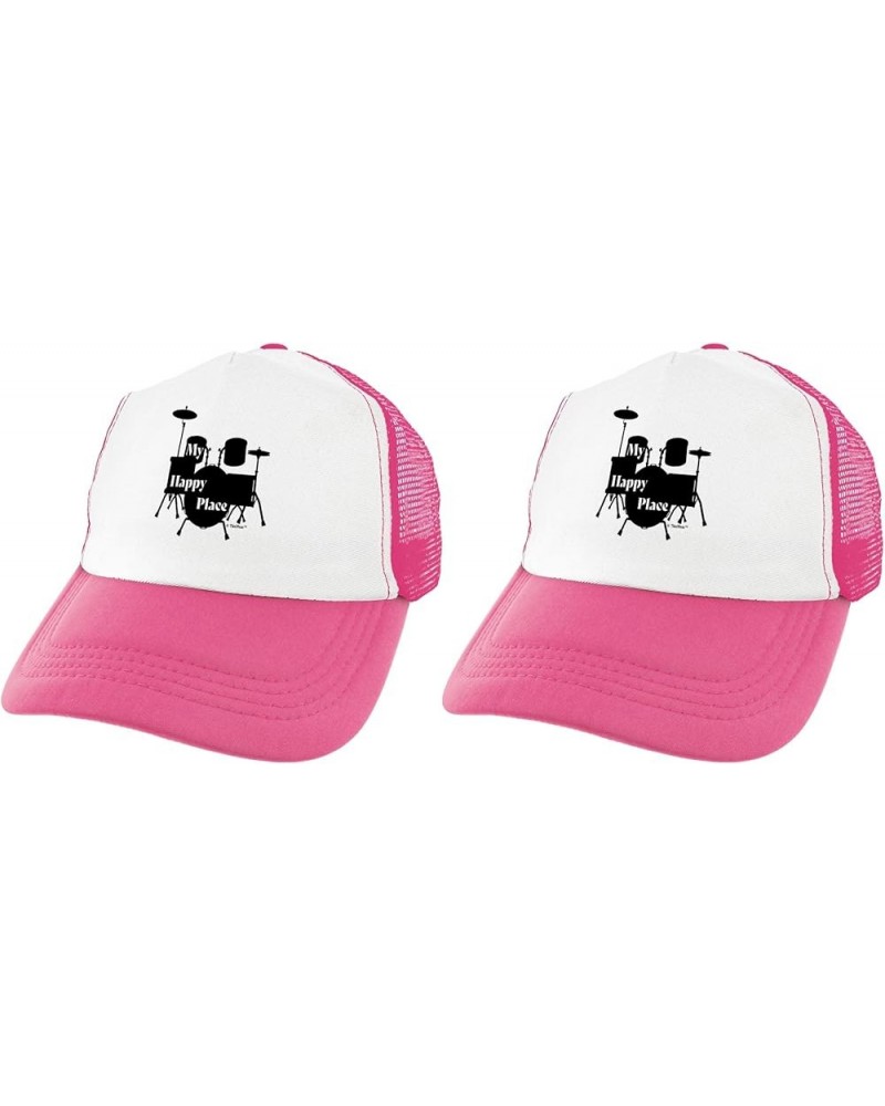 My Happy Place Drumset Trucker Hat 2 Pink $20.05 Baseball Caps