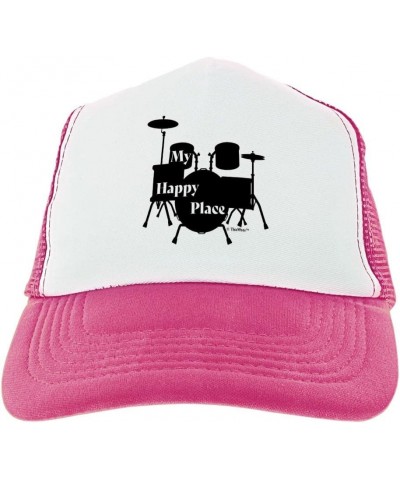 My Happy Place Drumset Trucker Hat 2 Pink $20.05 Baseball Caps