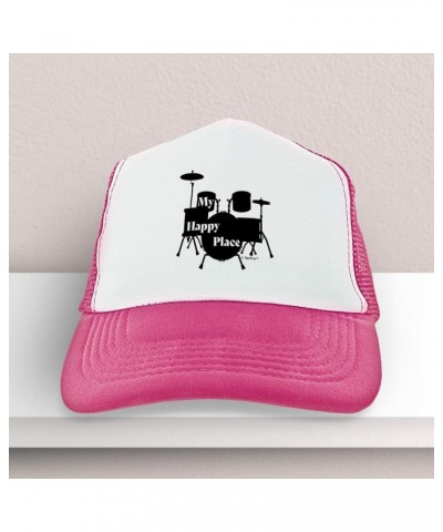 My Happy Place Drumset Trucker Hat 2 Pink $20.05 Baseball Caps