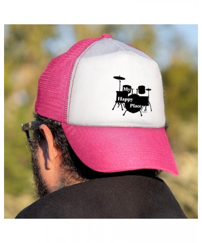 My Happy Place Drumset Trucker Hat 2 Pink $20.05 Baseball Caps