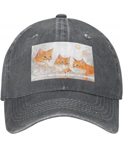 Black Orange Cats Picture Adult Classic Denim hat : Comfortable, Light Unisex Suitable for Outdoor Sports Activity Deep Heath...