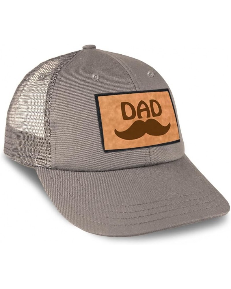 Patch Hat Printed Leather Background Mustache Love Dad Heart Dad Father's Day Cotton Trucker Baseball Cap Grey Rectangle Patc...