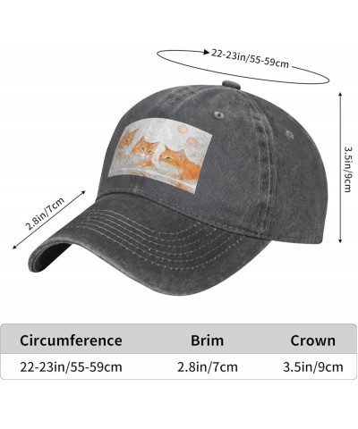 Black Orange Cats Picture Adult Classic Denim hat : Comfortable, Light Unisex Suitable for Outdoor Sports Activity Deep Heath...