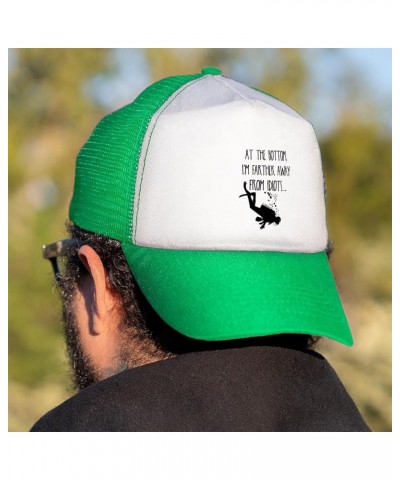 Scubadiving at The Bottom Farther Away from Idiots Trucker Hat 1 Green $15.98 Baseball Caps