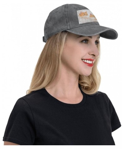 Black Orange Cats Picture Adult Classic Denim hat : Comfortable, Light Unisex Suitable for Outdoor Sports Activity Deep Heath...