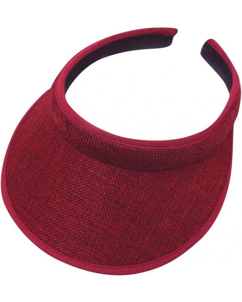 Sports Sun Visor Hat Cotton Womens Visor Cap Cloth Covered Slip on Tennis Visor for Women Men Sun Visor Red $6.11 Visors