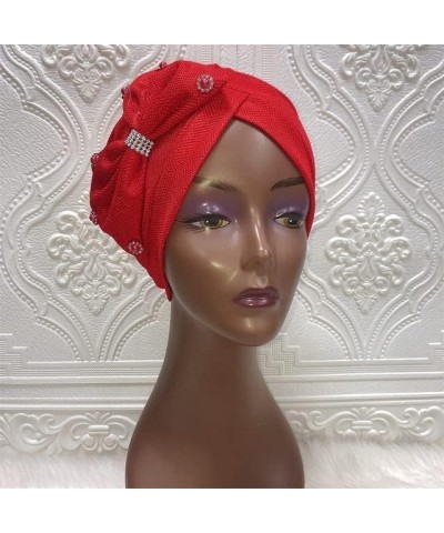 MSBRIC African Gele Headtie Muslim Hijab Cap with Beads for Party Headtie Head Wraps Turban Cap Wedding Hats Caps - Design on...