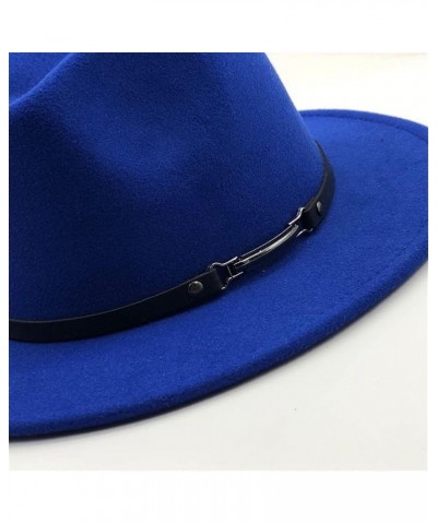 Women Fedora Hat Party Church Dresses Jazz Cap Men Wide Brim Hat with Chain 55to58cm Blue $7.95 Fedoras