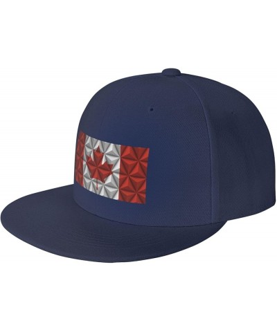 Flag of Canada with Polygon Effect Baseball Cap for Men Women Snapback Hat Trucker Flat Bill Caps Sun Hat Navy Blue $12.48 Ba...