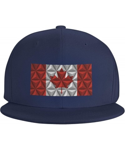 Flag of Canada with Polygon Effect Baseball Cap for Men Women Snapback Hat Trucker Flat Bill Caps Sun Hat Navy Blue $12.48 Ba...