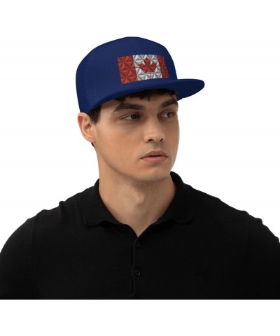 Flag of Canada with Polygon Effect Baseball Cap for Men Women Snapback Hat Trucker Flat Bill Caps Sun Hat Navy Blue $12.48 Ba...