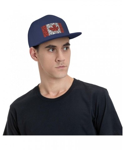 Flag of Canada with Polygon Effect Baseball Cap for Men Women Snapback Hat Trucker Flat Bill Caps Sun Hat Navy Blue $12.48 Ba...