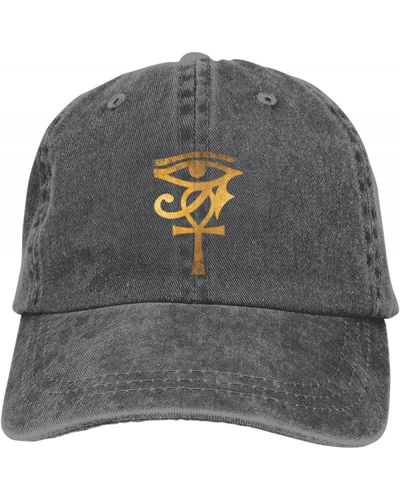 Egyptian-Eye-of-Horus-Ankh-Egypt-Archaeologist Vintage Men Distressed Baseball Cap Dad Golf Hat for Men Women Black Deep Heat...