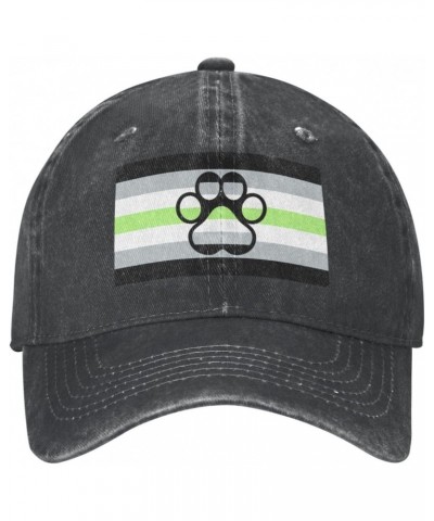 LGBTQ Agender Furry Paw Pride Flag Adjustable Stylish Unique Unisex Washed Cowboy Baseball Adult Hat Black $13.56 Baseball Caps