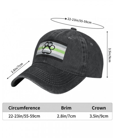 LGBTQ Agender Furry Paw Pride Flag Adjustable Stylish Unique Unisex Washed Cowboy Baseball Adult Hat Black $13.56 Baseball Caps