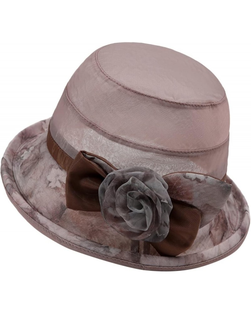 Women Kentuckies Derbies Hat Bridal Wedding Church Tea Party Wide Brim Summer Sun Cap Khaki $7.27 Sun Hats