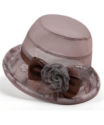 Women Kentuckies Derbies Hat Bridal Wedding Church Tea Party Wide Brim Summer Sun Cap Khaki $7.27 Sun Hats