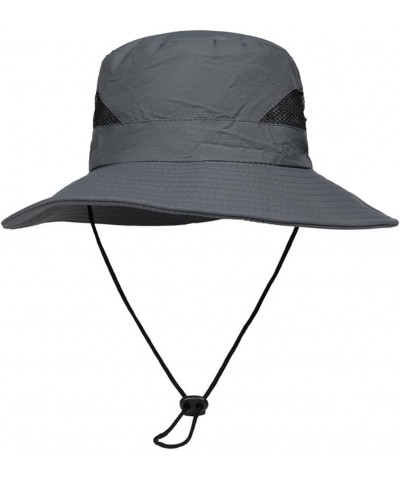 Anti UV Wide Brim Sun Hat Women Men Adjustable Bucket Boonie Hat Breathable Mesh Design Fishing Hiking Climbing Hat Dark Grey...