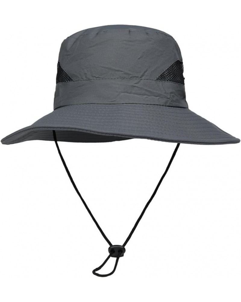 Anti UV Wide Brim Sun Hat Women Men Adjustable Bucket Boonie Hat Breathable Mesh Design Fishing Hiking Climbing Hat Dark Grey...