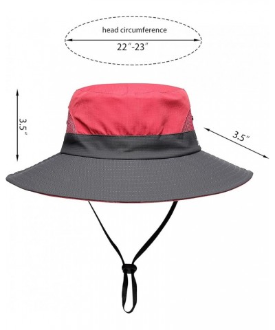 Womens Summer Sun Hat Beach Hat Wide Brim Outdoor UV Protection Hat Foldable Cool Mesh Ponytail Bucket Hat Red-gray $10.82 Su...