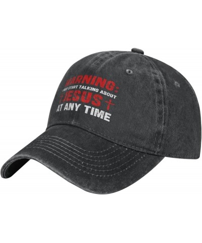 Warning I May Start Talking About Jesus at Any Time Hat Funny Fashion Dad Tracker Hat Baseball Cap for Men Women Black $10.55...