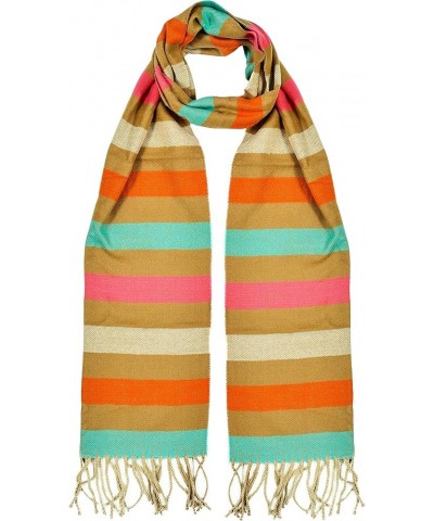 Fashion scarf - Winter scarf - Striped scarf - with fringes - 12x60 inch Multicolor $19.45 Scarves