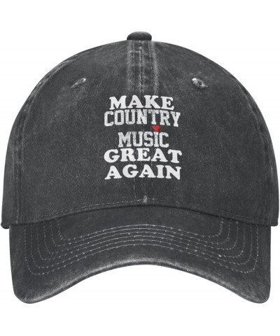 Men and Women Baseball Hat Adjustable Make Country Music Great Again with Heart Washed Denim Original Dad Hat Black $11.33 Ba...